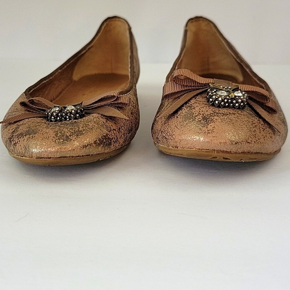 Fossil Burnished Leather Ballet Flats with Owl Charms Bronze Size 7 - Picture 8 of 12